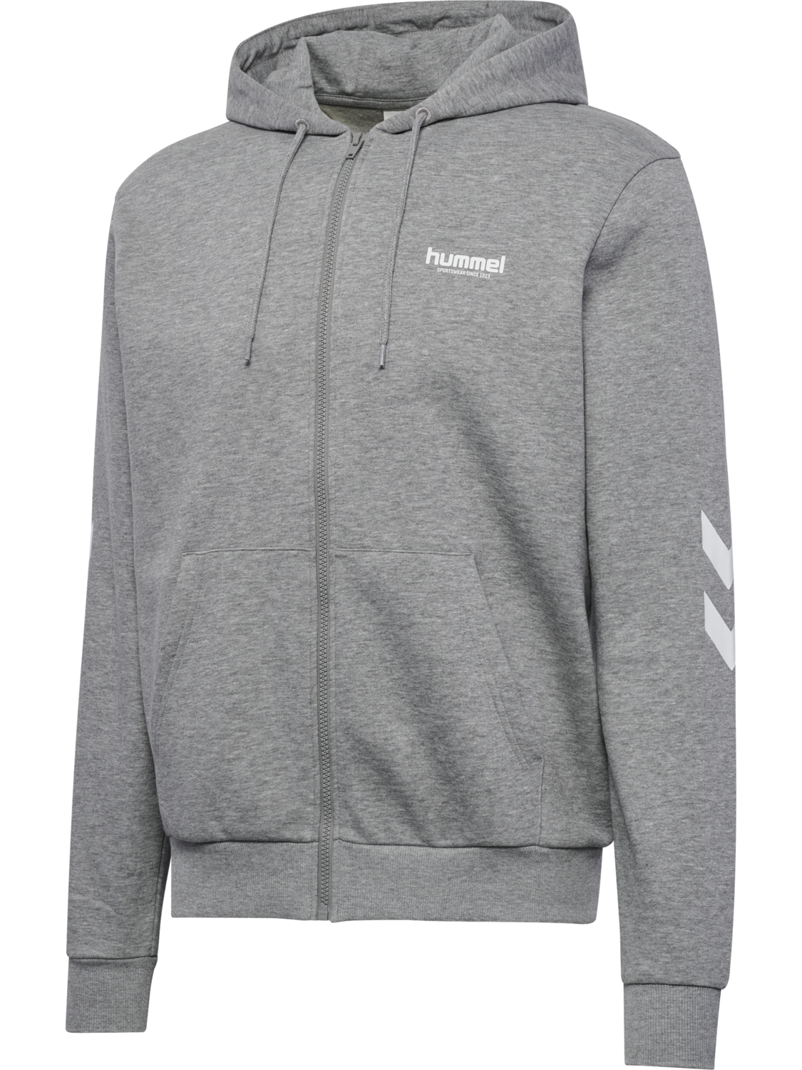 hmlLEGACY 2.0 ZIP HOODIE, GREY MELANGE, packshot