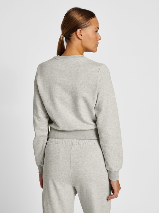 hmlLGC SHAI SHORT SWEATSHIRT, TOFU MELANGE, model