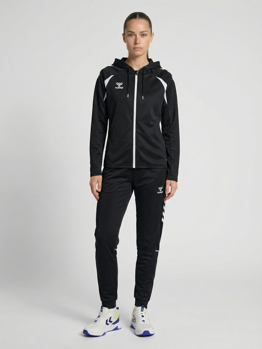 hmlCORE 2.0 ZIP HOODIE WOMAN, BLACK/WHITE, model