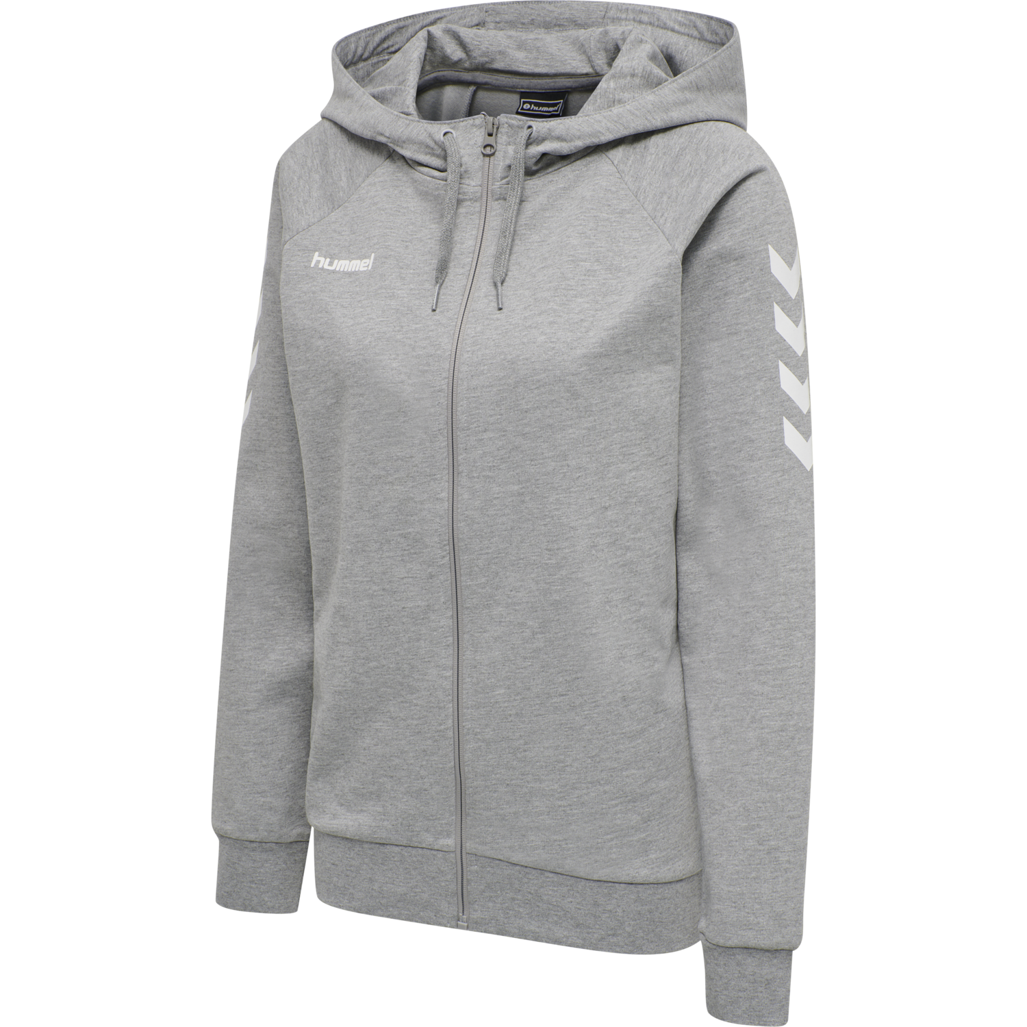 HMLGO COTTON ZIP HOODIE WOMAN, GREY MELANGE, packshot