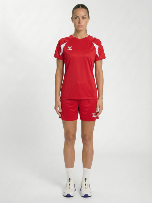 hmlCORE 2.0 JERSEY S/S WOMAN, TRUE RED/WHITE, model