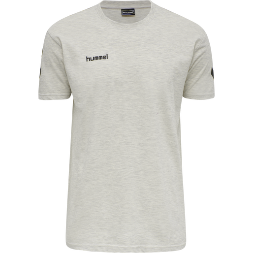HMLGO COTTON T-SHIRT S/S, EGRET MELANGE HMLGO COTTON T-SHIRT S/S, EGRET MELANGE, packshot