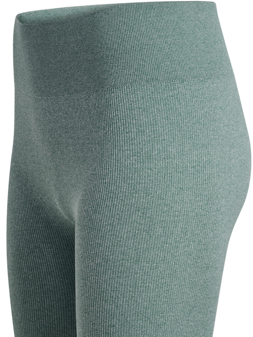 hmlYOGA SEAMLESS RIB MW TIGHTS, CHINOIS GREEN MELANGE, packshot