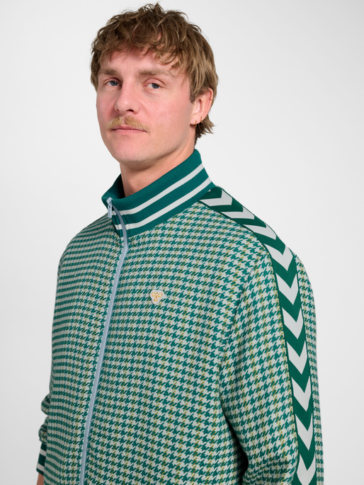 Pepita Woven Logotape Trackjacket, YELLOW/LIGHT BLUE/TEAL, model