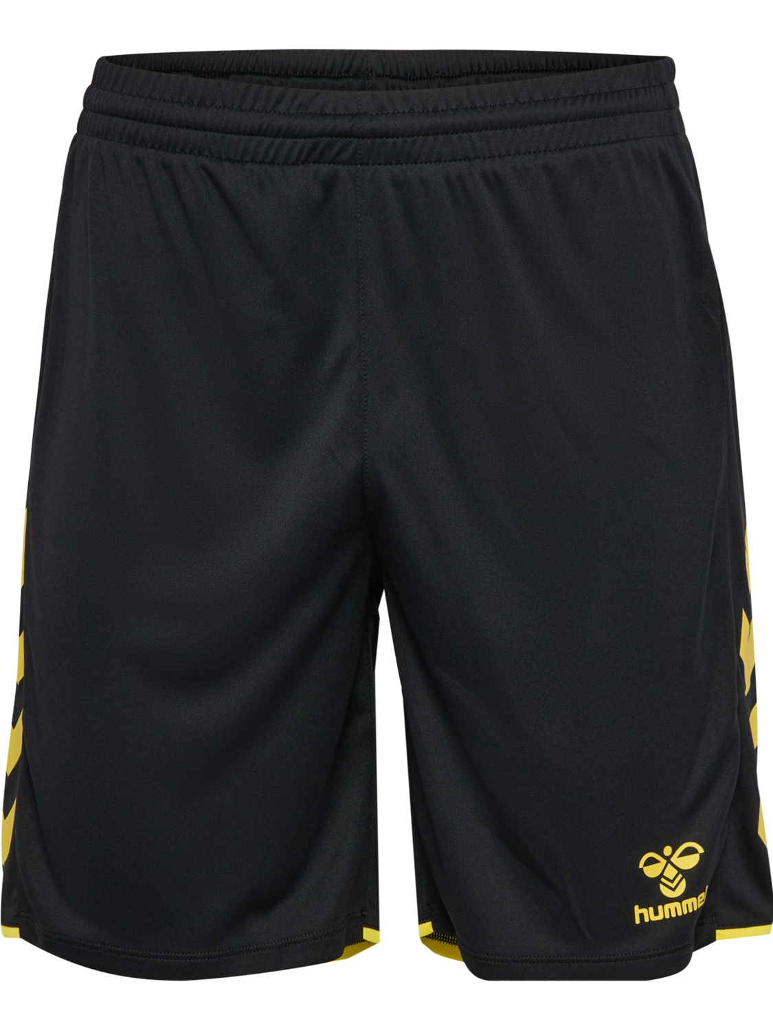 hmlCORE 2.0 SHORTS, BLACK/BLAZING YELLOW, packshot