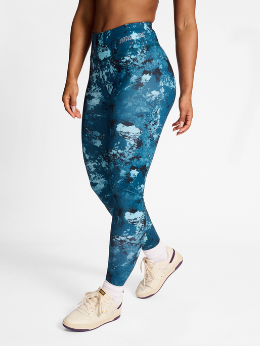 hummel DEEP DIGI TEAL MW - SANDSTORM AOP TE TIGHTS