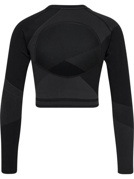 hmlUNITY SEAMLESS CROP T-SHIRT L/S, BLACKENED PEARL, packshot