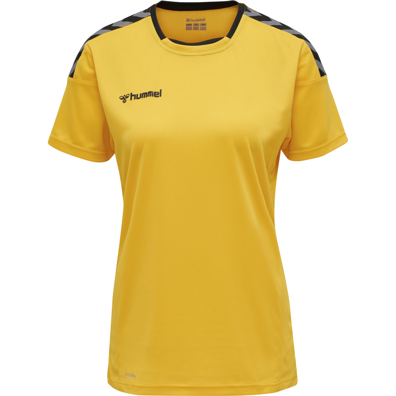 hmlAUTHENTIC POLY JERSEY WOMAN S/S, SPORTS YELLOW/BLACK, packshot