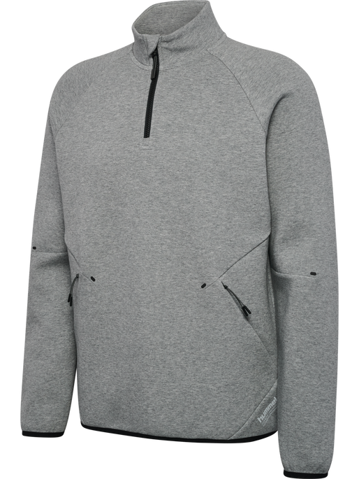hmlTECH FLEECE HALFZIP, GREY MELANGE hmlTECH FLEECE HALFZIP, GREY MELANGE, packshot