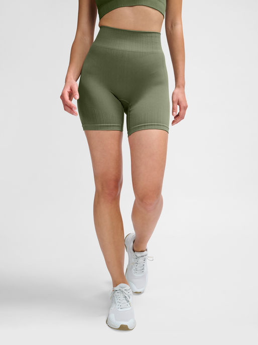 hummel MT DEFINE SEAML SCRUNCH SHORTS - DEEP LICHEN GREEN