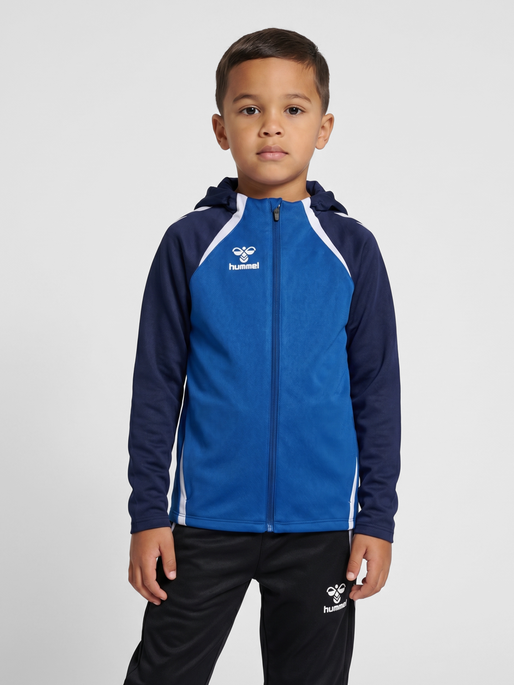 hmlLEAD 2.0 ZIP HOODIE KIDS, TRUE BLUE/MARINE, model
