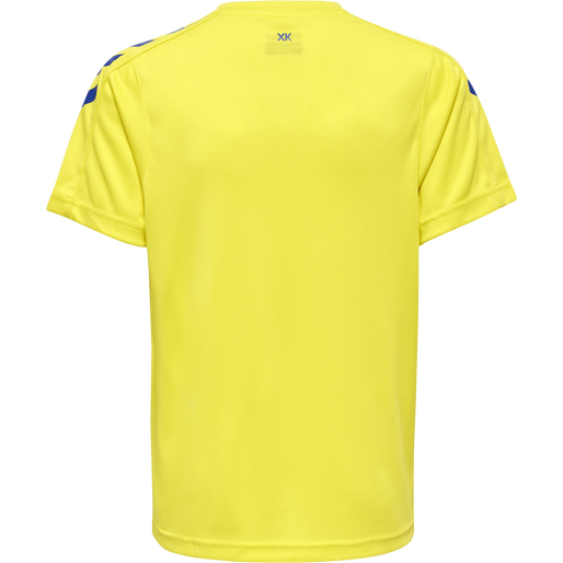 hmlCORE XK POLY JERSEY S/S KIDS, BLAZING YELLOW/TRUE BLUE, packshot