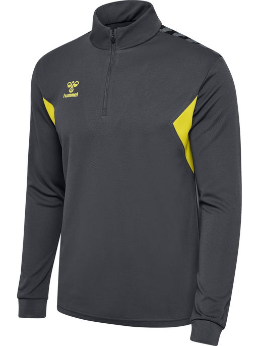 hmlAUTHENTIC HALF ZIP SWEAT, ASPHALT/SULPHUR SPRING, packshot