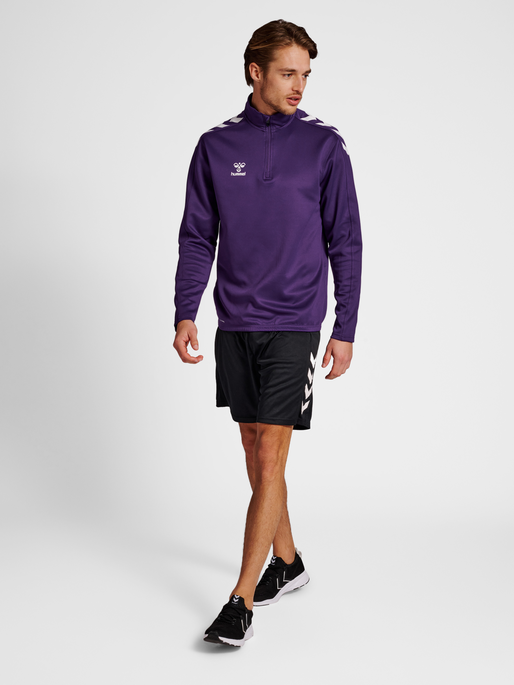 hmlCORE XK HALF ZIP POLY SWEAT, ACAI, model