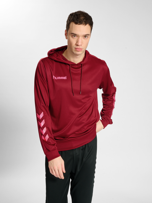 hmlPROMO POLY HOODIE, BIKING RED, model