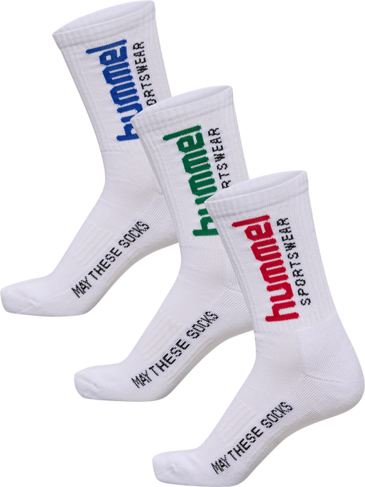 hml3-PACK SOCKS SPORTSWEAR BIG, WHITE/BARBADOSCHERRY/EDEN/SKYD, packshot