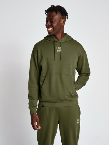 hmlLP10 BOXY SWEAT HOODIE, IVY GREEN, model