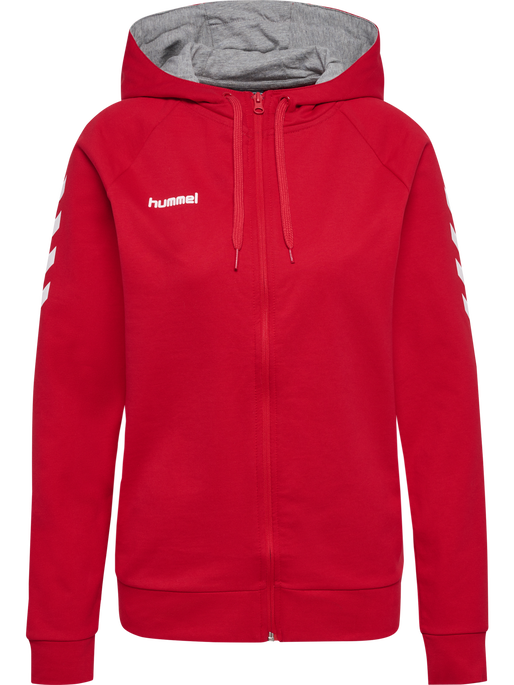 HMLGO COTTON ZIP HOODIE WOMAN, TRUE RED, packshot