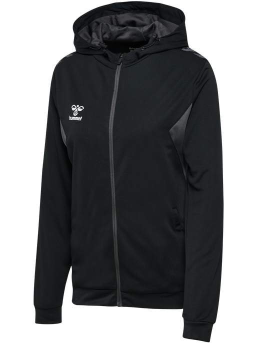 hmlAUTHENTIC PL ZIP HOODIE WOMAN, BLACK hmlAUTHENTIC PL ZIP HOODIE WOMAN, BLACK, packshot