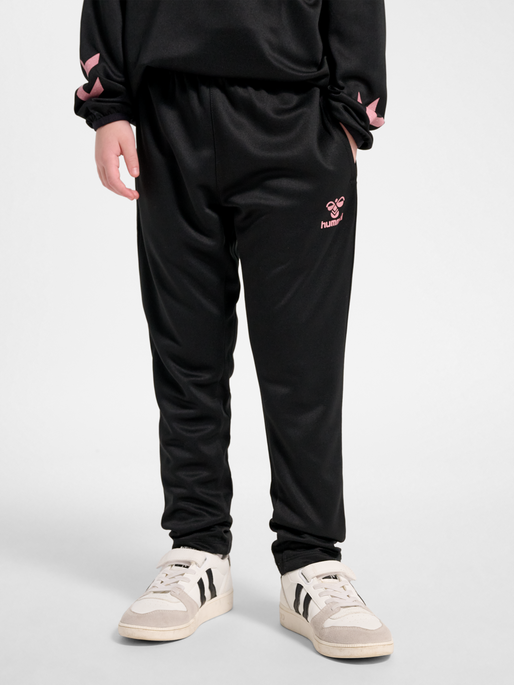 hmlSHIMMER TRAINING PANTS KIDS, BLACK/BRIDAL ROSE, model