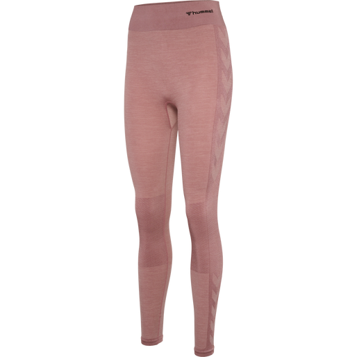 hmlCLEA SEAMLESS MID WAIST TIGHTS, WOODROSE/ROSE TAUPE MELANGE, packshot