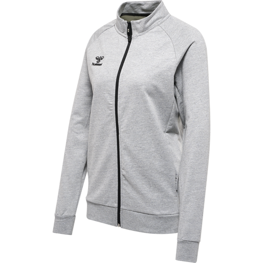hmlMOVE GRID COTTON ZIP JACKET WOMA, GREY MELANGE, packshot