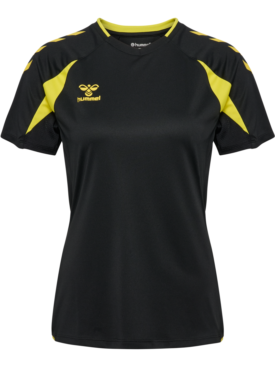 hmlCORE 2.0 JERSEY S/S WOMAN, BLACK/BLAZING YELLOW, packshot