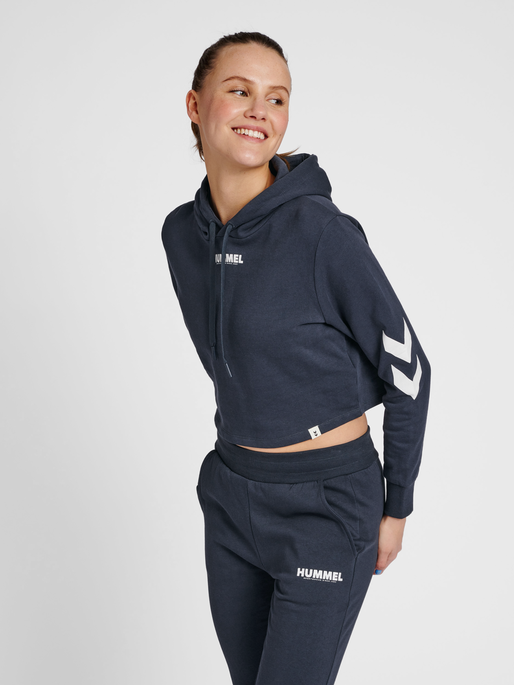 hummel LEGACY WOMAN CROPPED HOODIE - BLUE NIGHTS