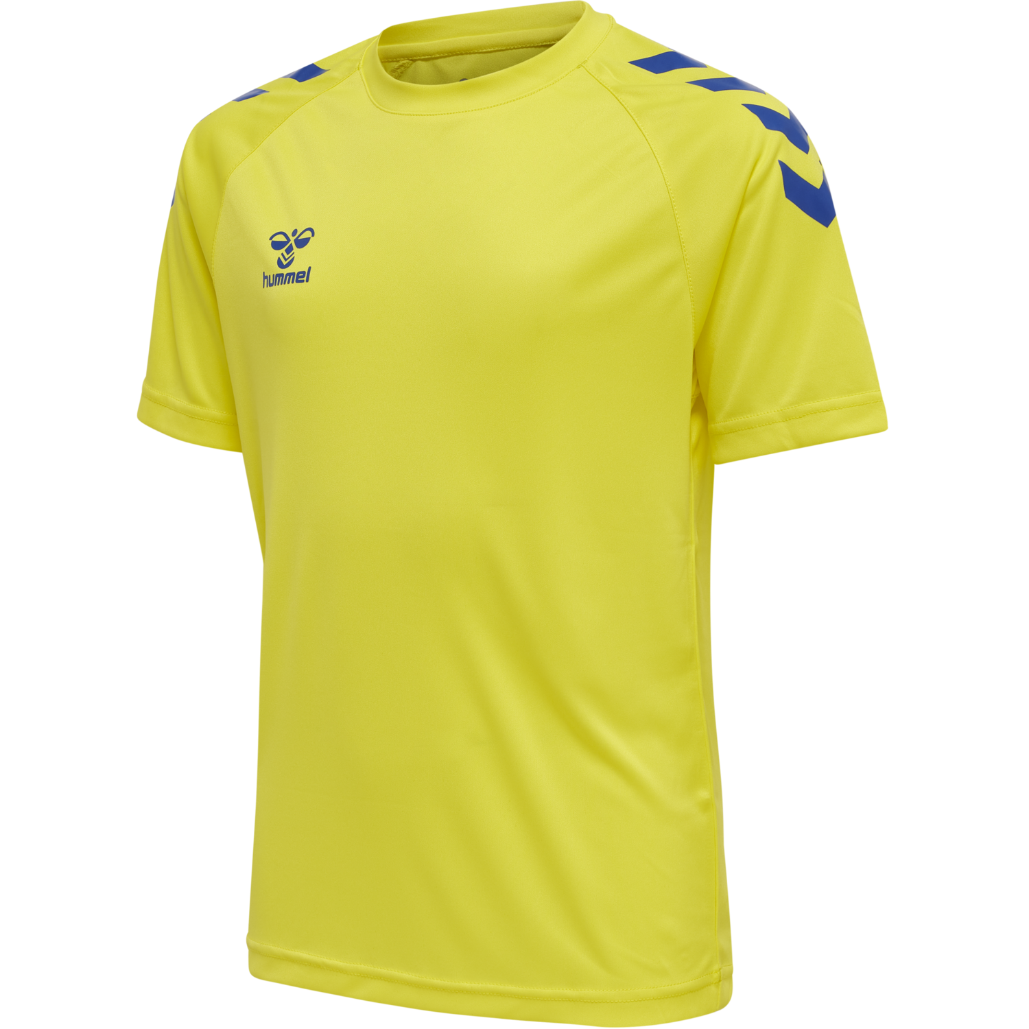 hmlCORE XK CORE POLY TEE S/S KIDS, BLAZING YELLOW/TRUE BLUE, packshot