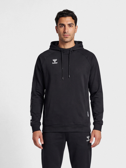 hmlMOVE GRID COTTON HOODIE, BLACK, model
