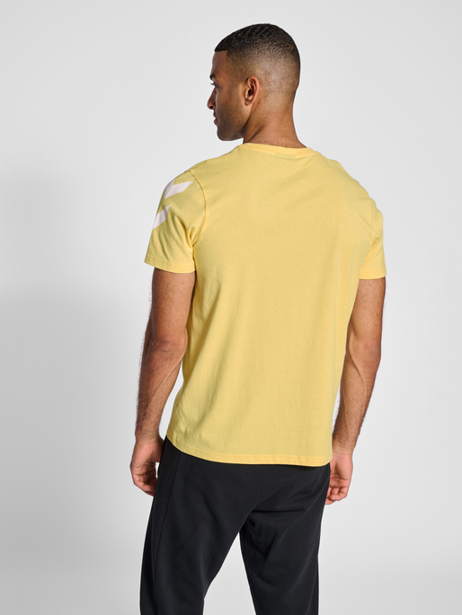 hmlLEGACY CHEVRON T-SHIRT, GOLDEN HAZE, model