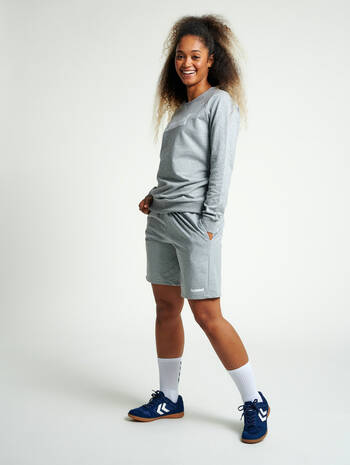HMLGO COTTON LOGO SWEATSHIRT WOMAN, GREY MELANGE, model