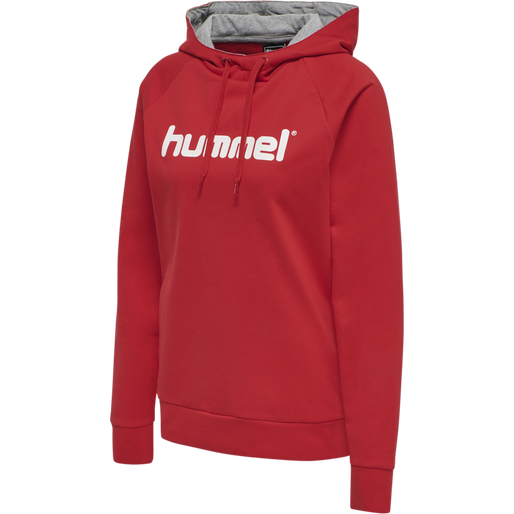 HMLGO COTTON LOGO HOODIE WOMAN, TRUE RED, packshot