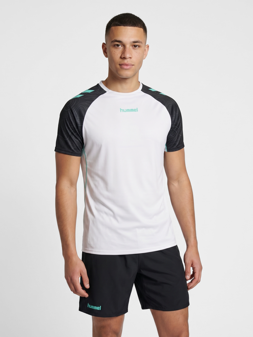 hmlBLAZE 2.0 TRAINING JERSEY S/S, VAPOROUS GRAY/POOL BLUE, model