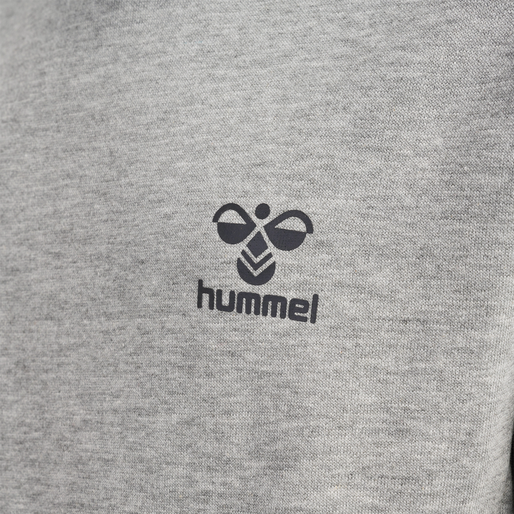 hmlOFFGRID HOODIE KIDS, GREY MELANGE/FORGED IRON, packshot
