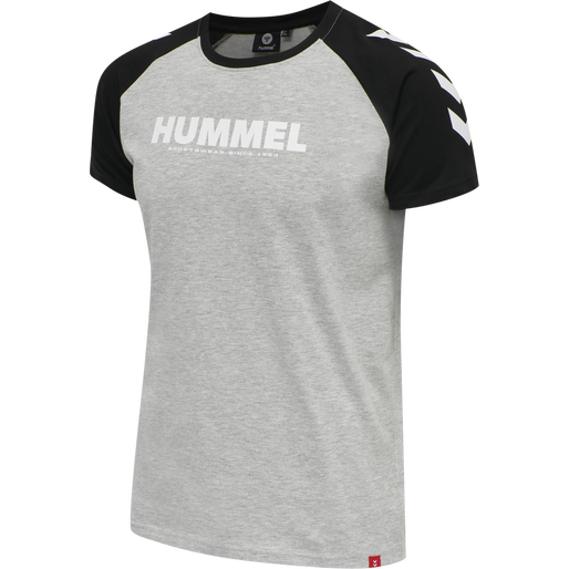 hmlLEGACY BLOCKED T-SHIRT, GREY MELANGE, packshot