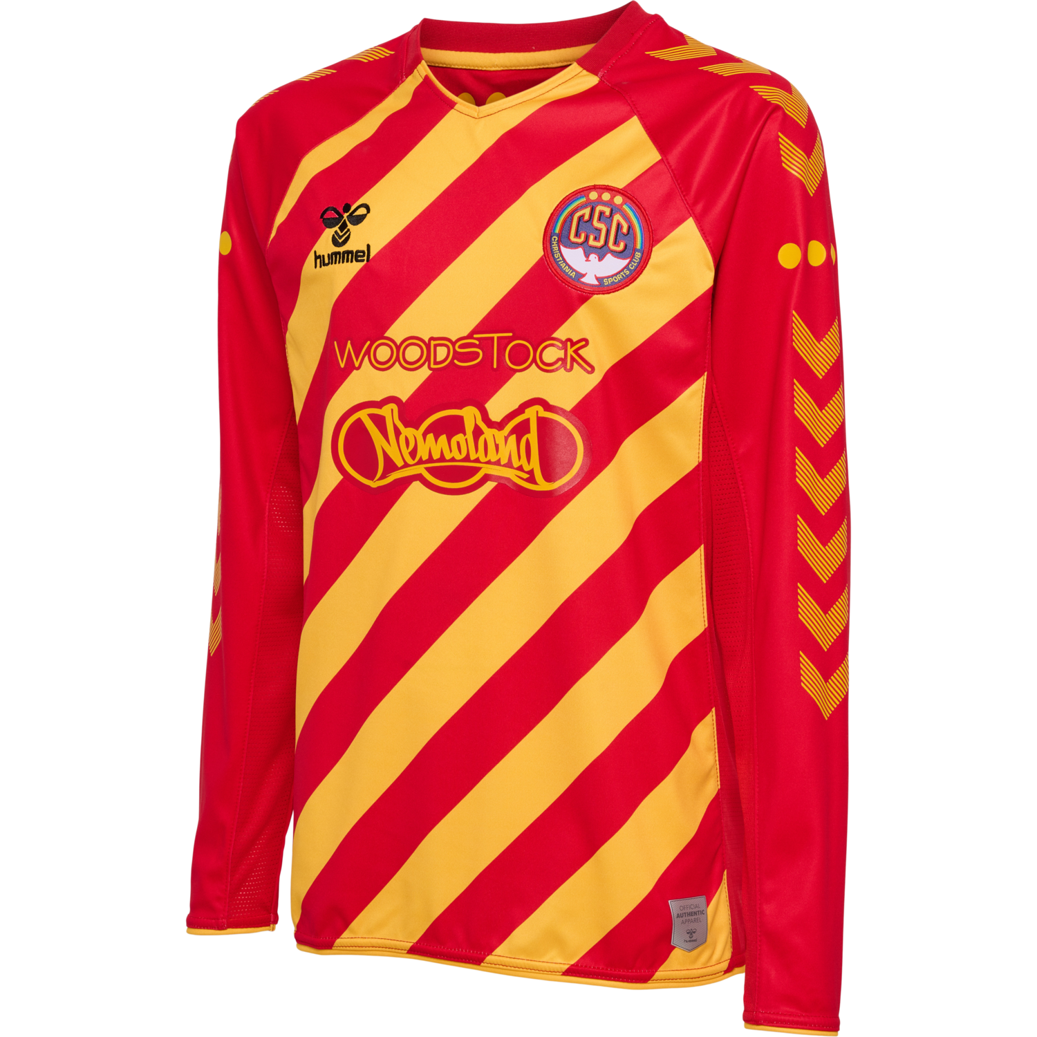 hmlCSC 19/20 KIDS HOME JERSEY LS, TRUE RED/SPORTS YELLOW W/SPONS, packshot