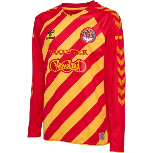 hmlCSC 19/20 KIDS HOME JERSEY LS, TRUE RED/SPORTS YELLOW W/SPONS, packshot