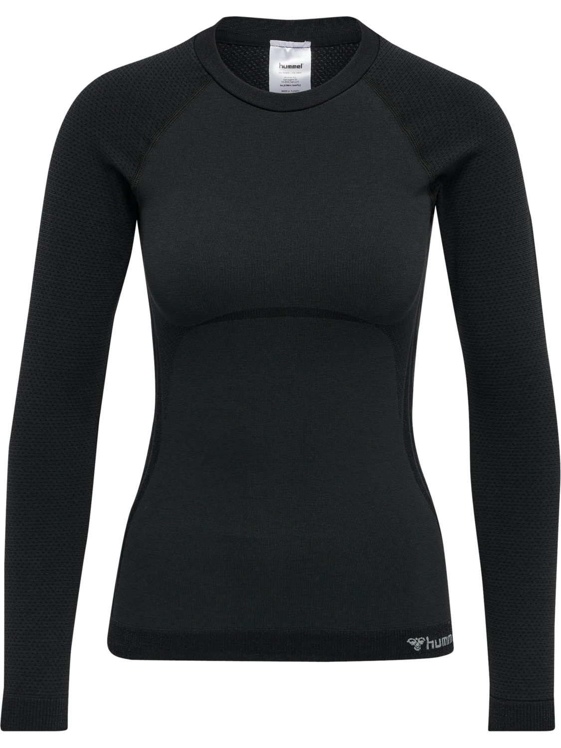 hmlCLEA SEAMLESS TIGHT T-SHIRT L/S, BLACK MELANGE, packshot