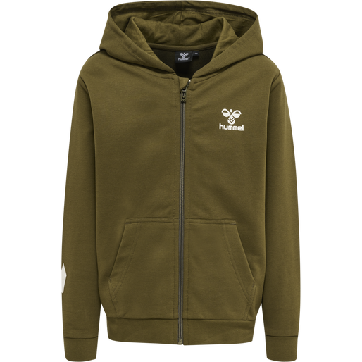 hmlTRECE ZIP HOODIE, DARK OLIVE, packshot