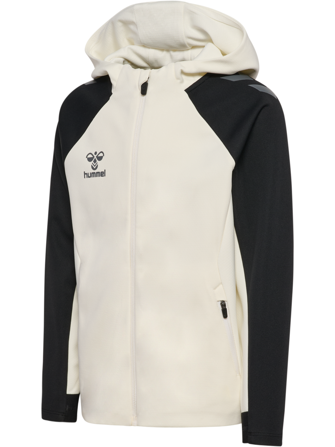 hmlCIMA 2.0 ZIP HOODIE KIDS, MARSHMALLOW/BLACK, packshot