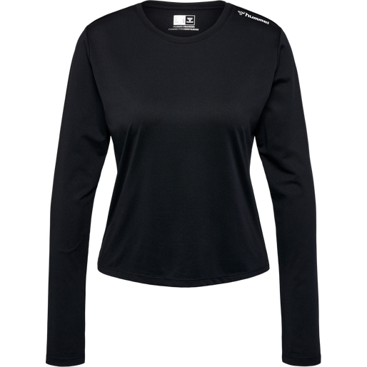 hmlMT AURA MESH T-SHIRT L/S, BLACK hmlMT AURA MESH T-SHIRT L/S, BLACK, packshot