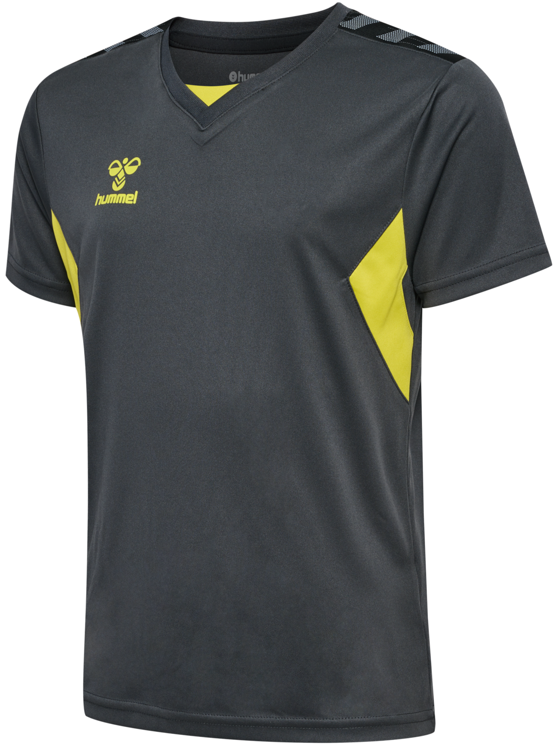 hmlAUTHENTIC PL JERSEY S/S KIDS, ASPHALT/SULPHUR SPRING, packshot