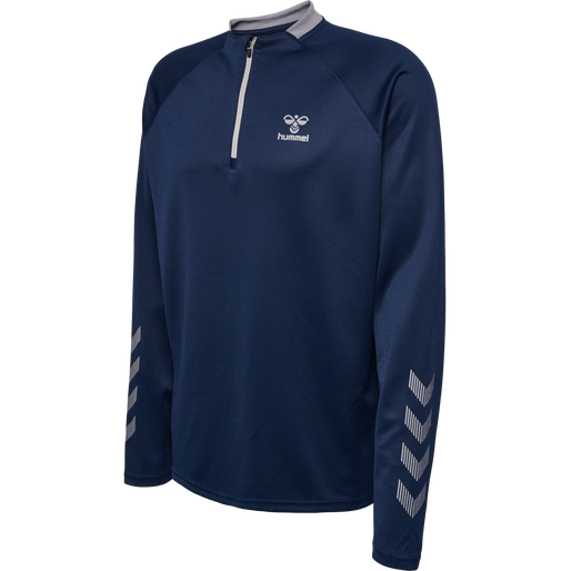 hmlGG12 ACTION HALF ZIP SWEAT, MARINE/ALLOY, packshot