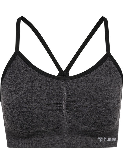 hmlCI SEAMLESS SCRUNCH SPORTS BRA, BLACK MELANGE, packshot