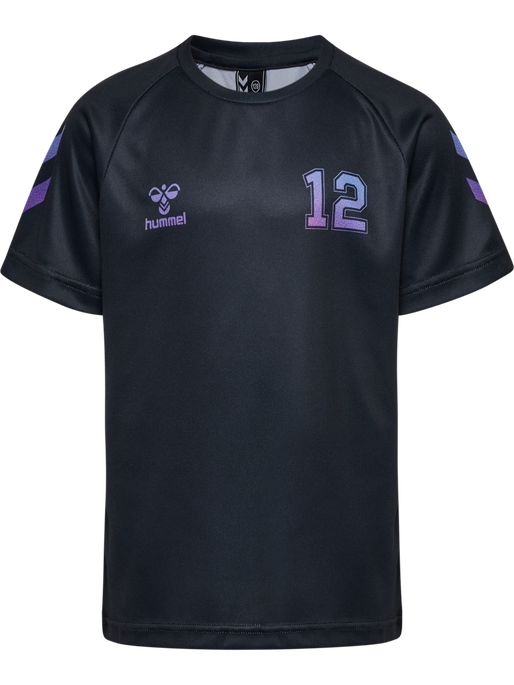 hmlSHIMMER T-SHIRT S/S, BLACK/CAYENNE, packshot