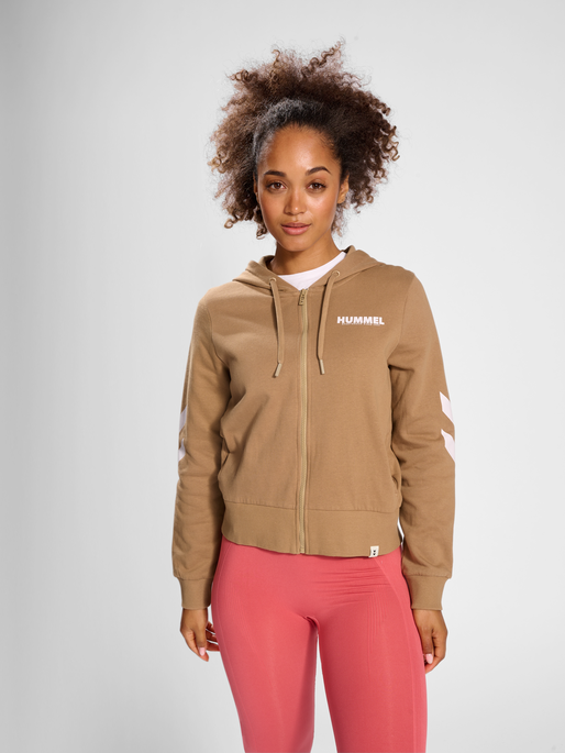 hmlLEGACY WOMAN ZIP HOODIE, TIGERS EYE, model