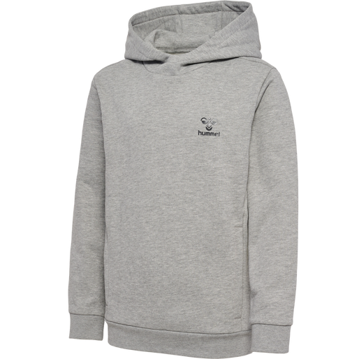 hmlOFFGRID HOODIE KIDS, GREY MELANGE/FORGED IRON, packshot