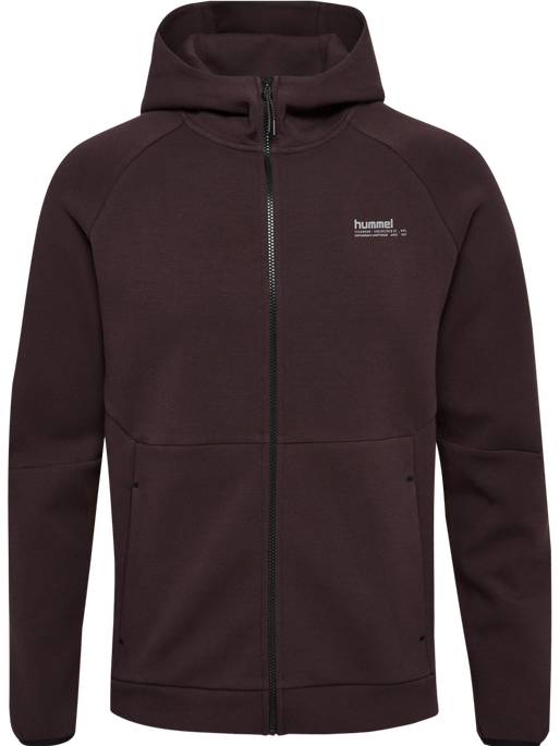 hmlTECH FLEECE REGULAR ZIP HOODIE, CHOCOLATE PLUM, packshot