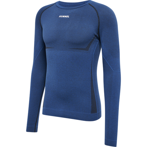 hmlTE MIKE SEAMLESS T-SHIRT L/S, INSIGNIA BLUE/BLACK MELANGE, packshot